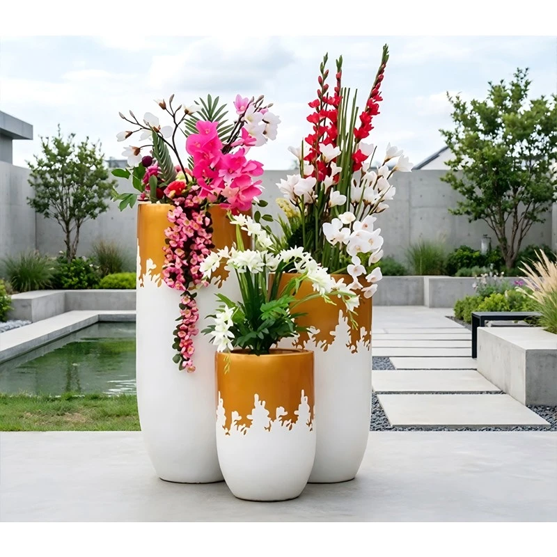 Orange-edged Fiberglass Planter Pot suppliers