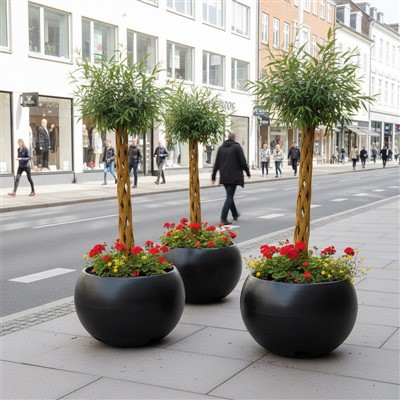 Black Spherical Flowerpot