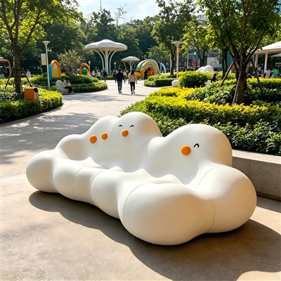 Large White Fiberglass Cloud Sofa