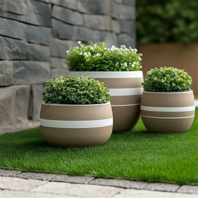 Modern Striped Round Pot