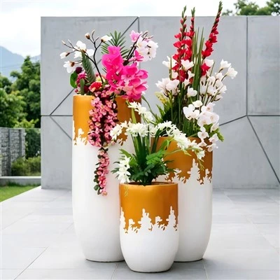 Orange-edged Fiberglass Planter Pot