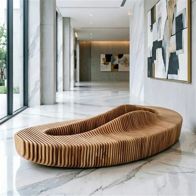 Parametric Modern Outdoor Wooden Bench