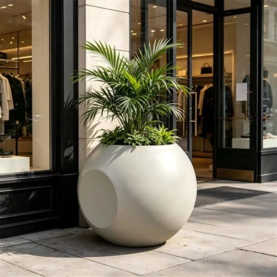 Spherical Fiberglass Planter