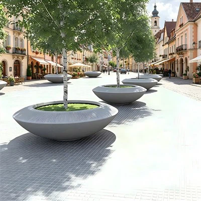UFO Fiberglass Shallow Planter